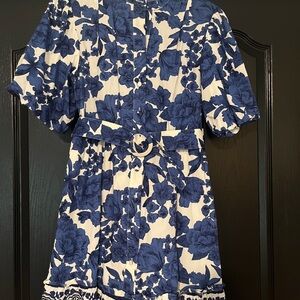 Joie Floral Blue and White Dress
